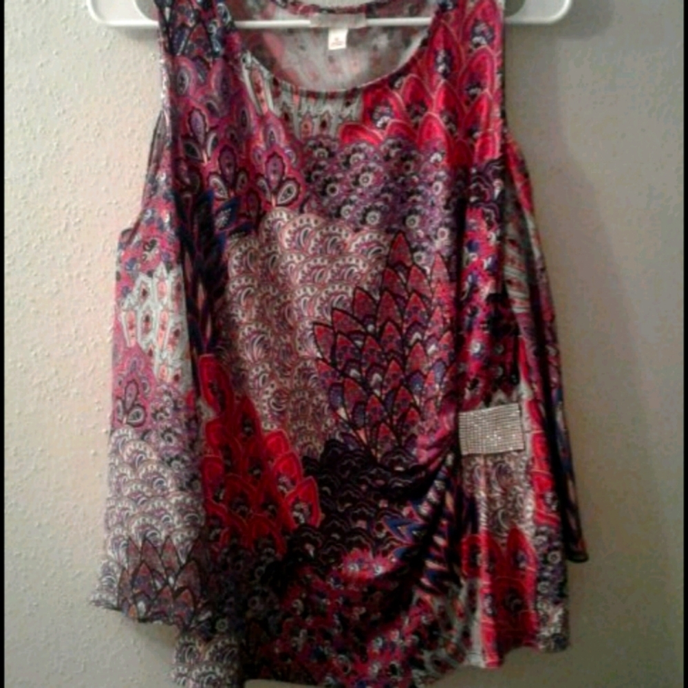CATOS Beautiful Blouse Top Sparkle Bling Sexy Cold Shoulder Bling  FINAL…